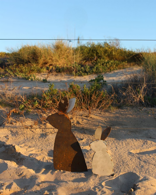 Corten and Stainless Steel Rabbits