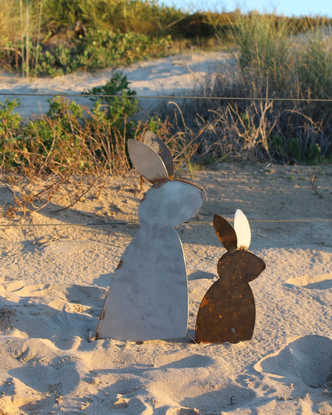 Corten and Stainless Steel Rabbits