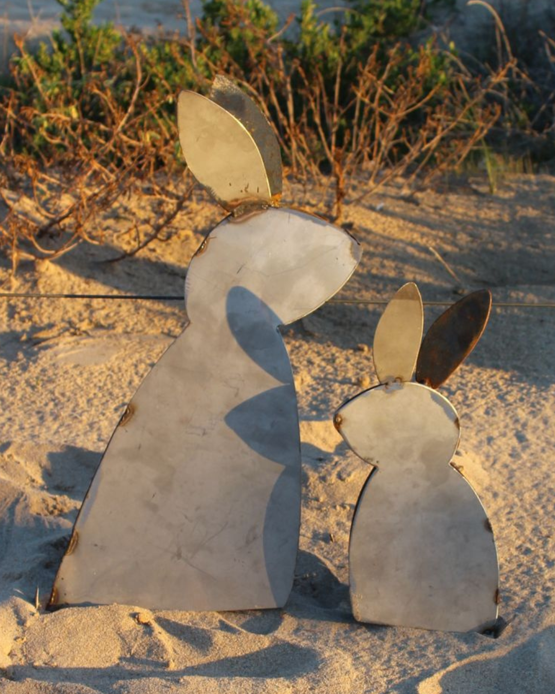 Corten and Stainless Steel Rabbits